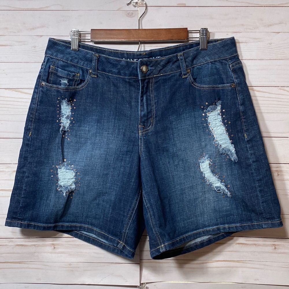 Lane Bryant Plus Distressed Embellished  Denim Shorts
